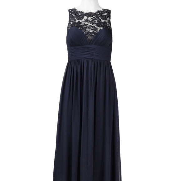 NWT Aidan Mattox Embellished Lace & Silk Chiffon Gown Twilight Blue [ SZ 6‎ ] - Picture 4 of 15